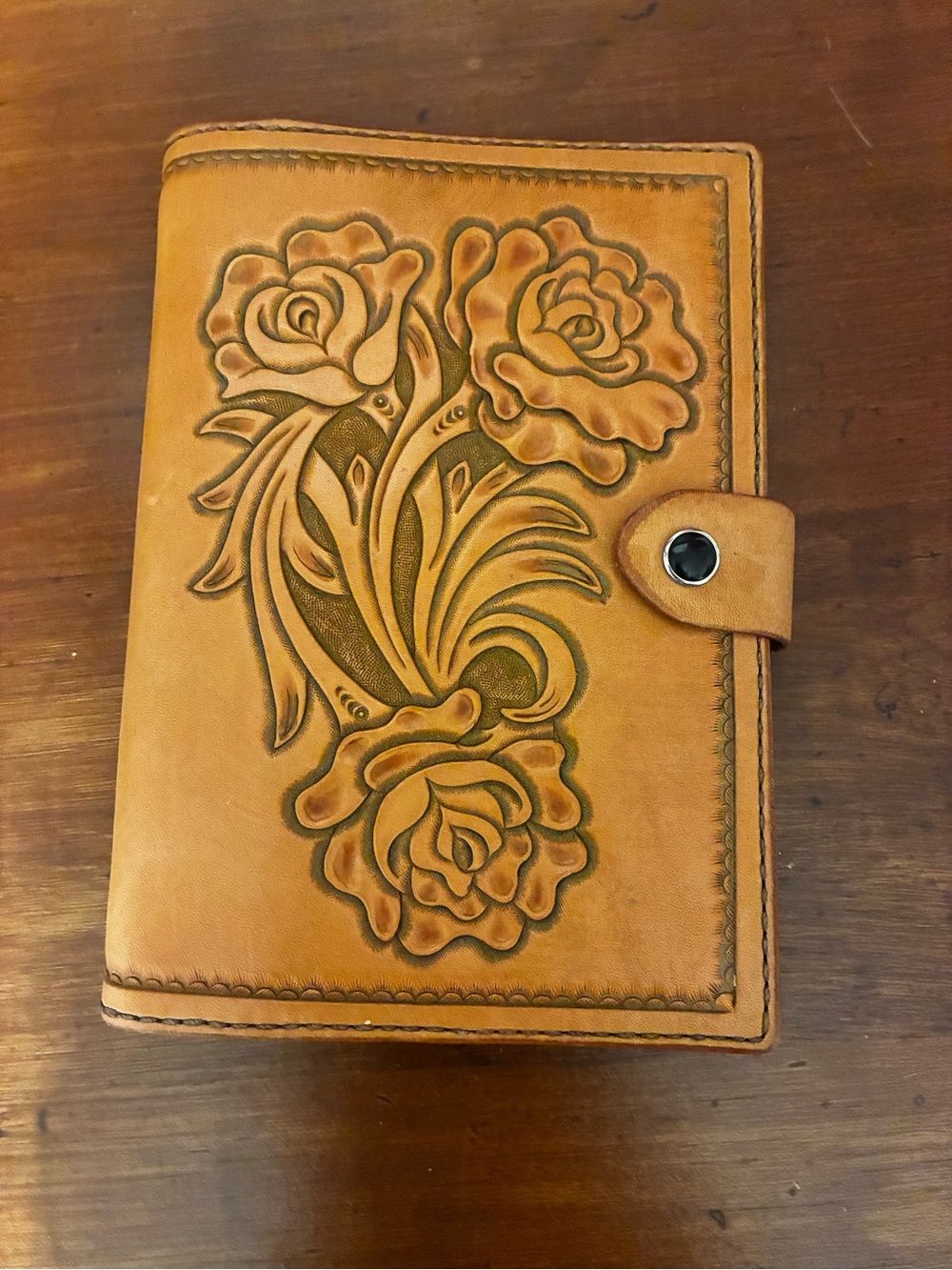 Tooled Leather Floral 6 Ring Binder